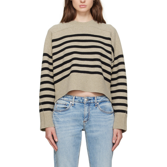 rag & bone Sweaters - Rag & Bone Striped Beige Bridget Crewneck Sweater Size S